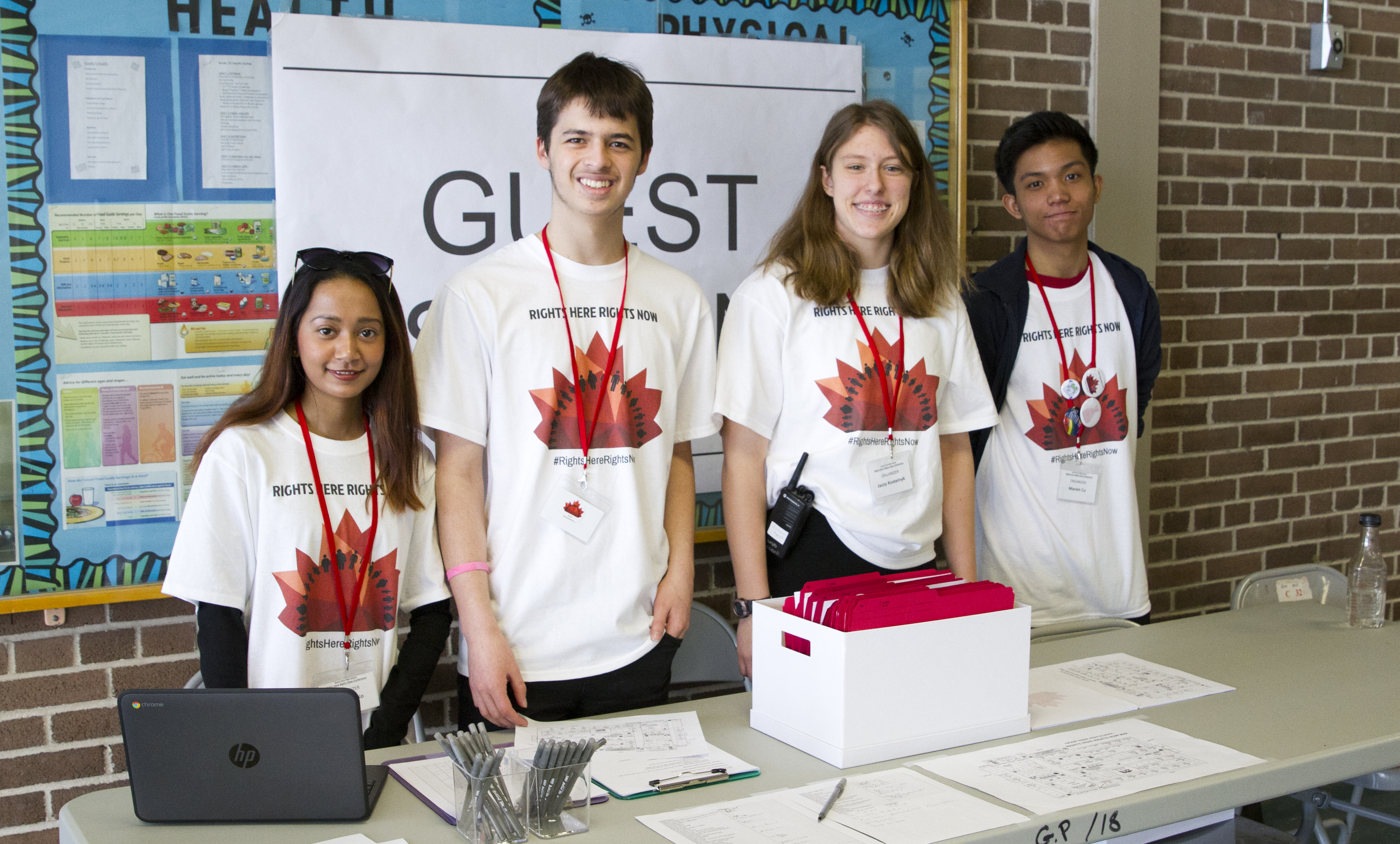 Photo: Student volunteers await guests at Grant Park high school.
